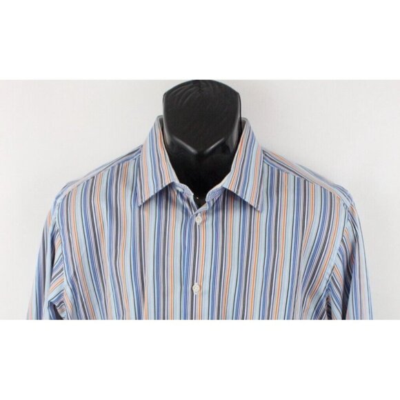 Robert Graham Mens Shirt Striped Long Sleeve Button Flip Cuff Multi Sz L - Picture 5 of 15
